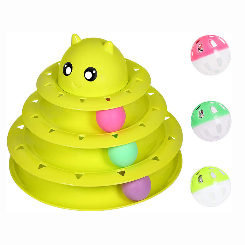 Cross-border manufacturers spot new pet toys cat three-layer cat turntable self-hey fun bell toy ball