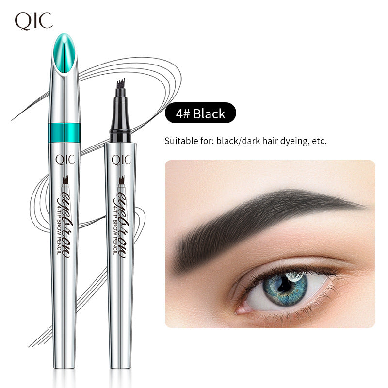 Wholesale QIC four-fork eyebrow pencil waterproof and non-fading simulation four-claw liquid wild water eyebrow pencil beauty makeup cross-border makeup
