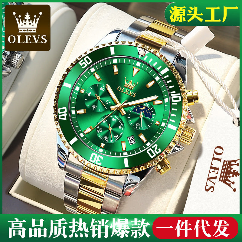 One piece drop shipping Oris brand watch hot selling multi-function chronograph three-eye quartz watch waterproof men's watch men's watch