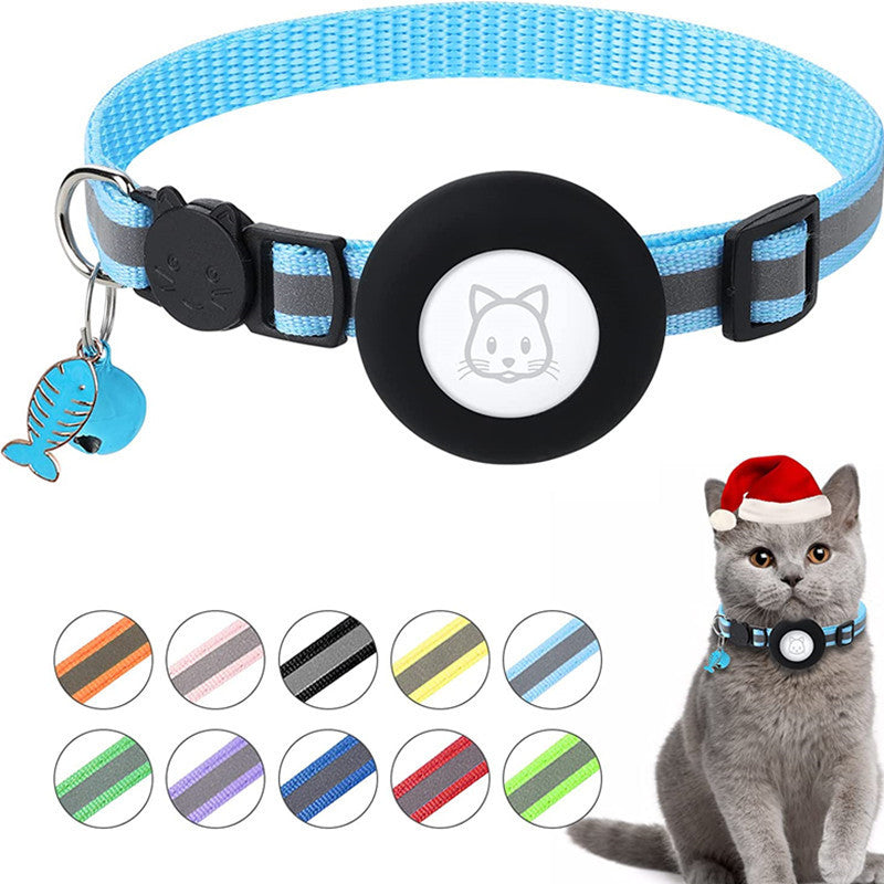 Suitable for Apple Airtag tracker protective case pet reflective belt bell fish bone pendant collar cat collar
