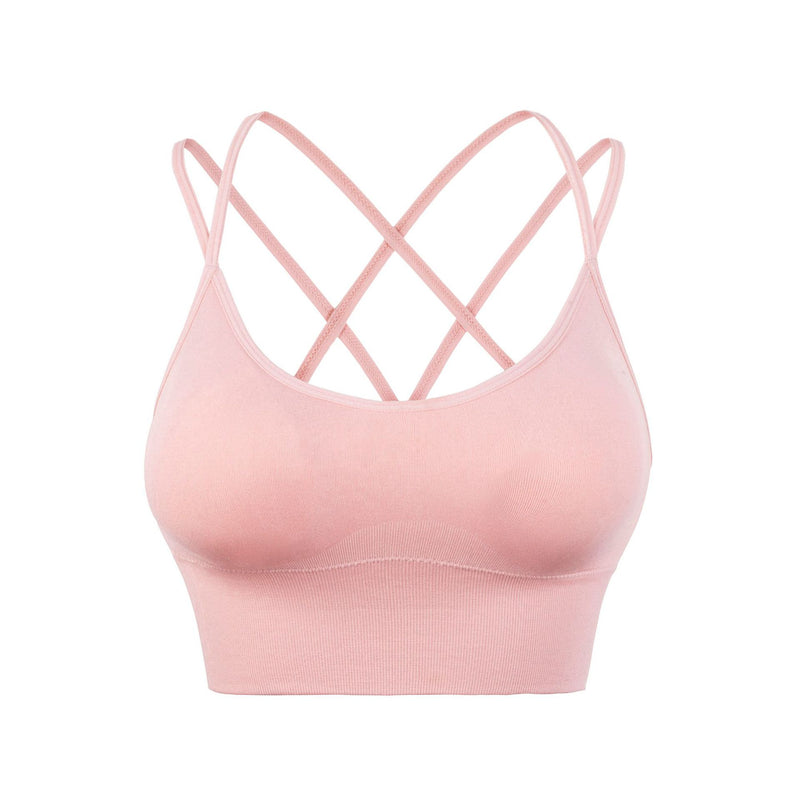 Thin strap cross back sports bra for women shock-proof quick-drying running yoga sports bra without rims large size bra
