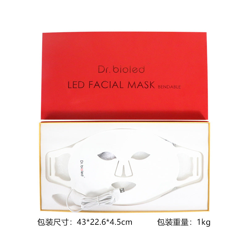 Foreign trade popular photon skin rejuvenation mask instrument whitening and acne 7 color phototherapy instrument led silicone beauty mask instrument