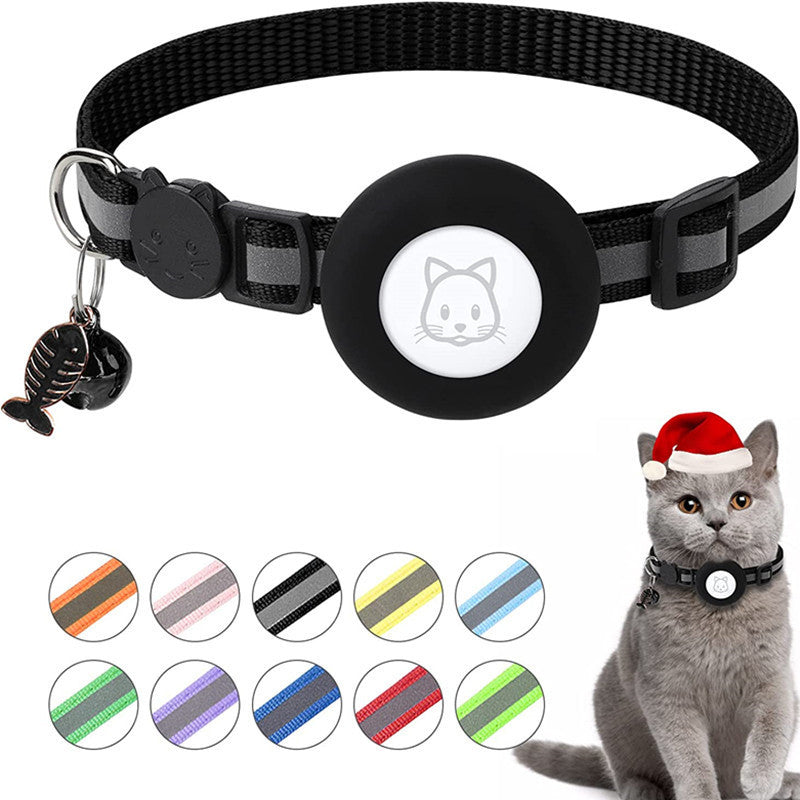 Suitable for Apple Airtag tracker protective case pet reflective belt bell fish bone pendant collar cat collar