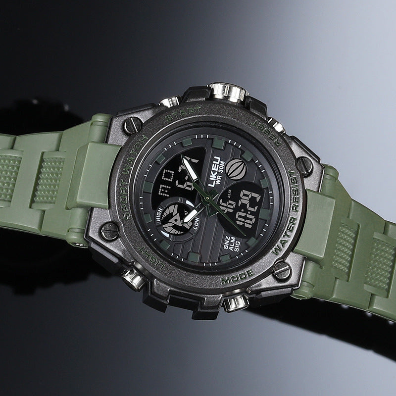 2021 new watch male black technology big dial luminous waterproof trend fashion youth student electronic watch