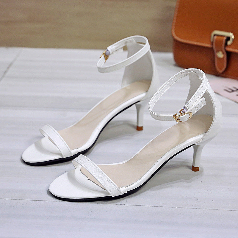 High-heeled sandals women's European and American style 2022 summer new fashion simple thin-heeled one-piece open-toe sandals