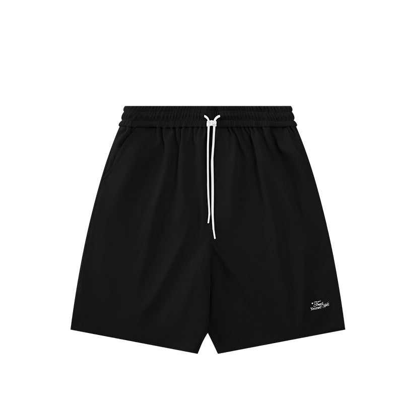INF Men's Clothing | American Curved Slit Loose Shorts 2023 Summer New Arrival Letter Embroidery Personalized Quarter Pants Men