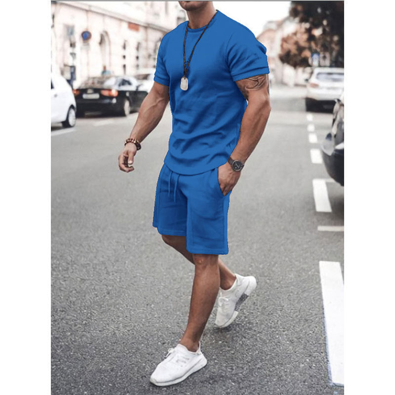 2021 new Amazon ebay hot style men's summer short-sleeved shorts suit sports casual suit men's