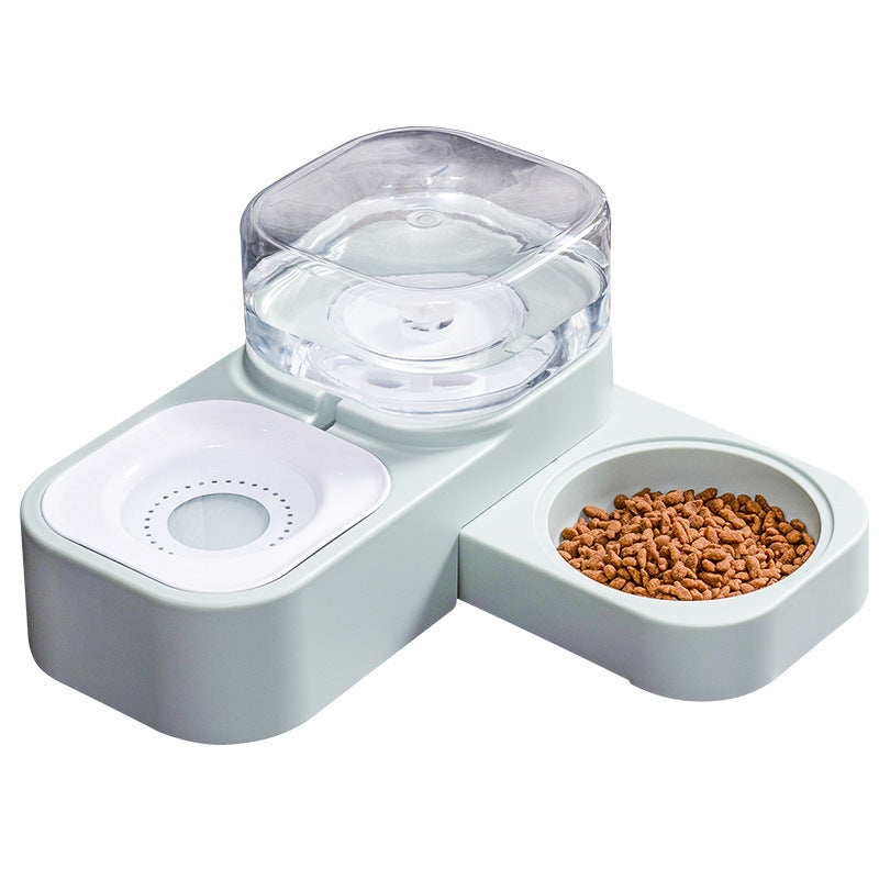 Pet feeder double bowl two-in-one square drinking water automatic feeder drinking cat dog rice bowl cat bowl