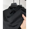 High-end atmospheric ice silk short-sleeved T-shirt men's lapel summer plaid middle-aged dad wear polo shirt half-sleeved top clothes