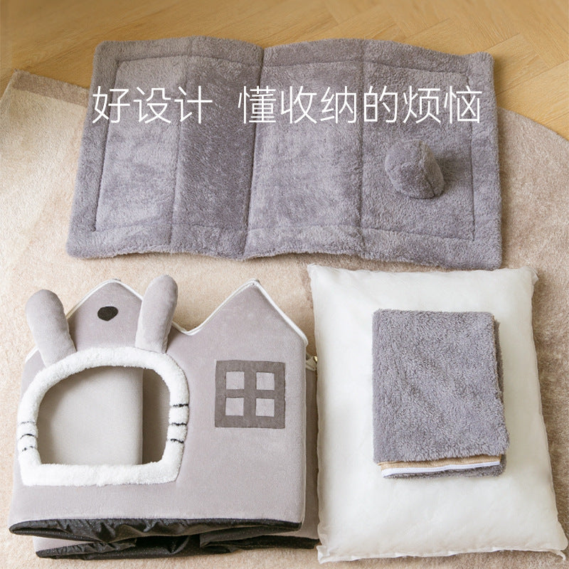 Double roof detachable and washable dog house four seasons universal cat bed autumn and winter tent dog bed pet bed cat house dog house dog house