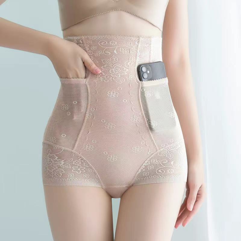 2021 autumn and winter new high waist lace pocket belly pants women's postpartum belly lift hip lift waist body sculpting body pants