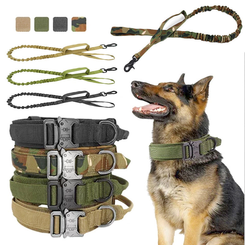 Amazon Explosive Tactical Collar Leash Pet Collar Nylon Medium and Large Dog Army Dog Training Dog Collar