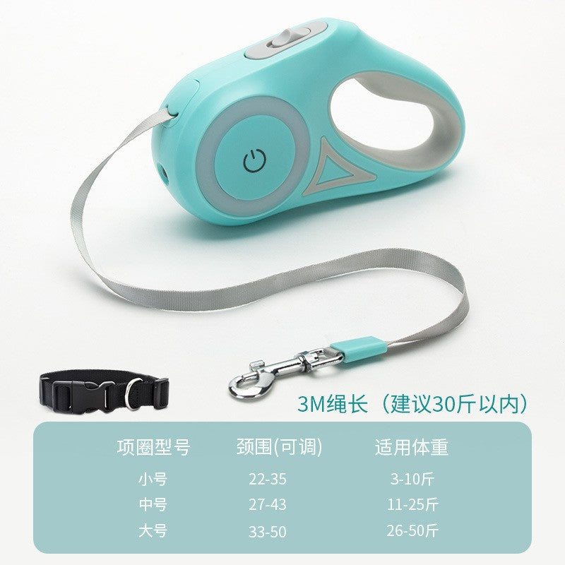 Dog retractable luminous automatic leash small and medium-sized dog walking rope dog chain Teddy outing pet supplies