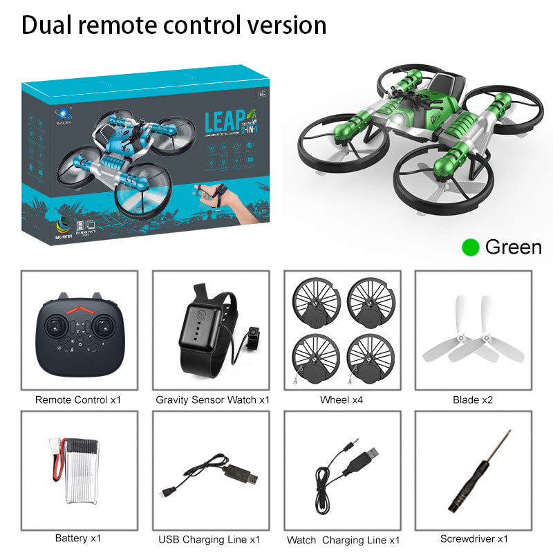 Land and air folding deformation motorcycle quadcopter gesture sensing aerial drone remote control aircraft toy