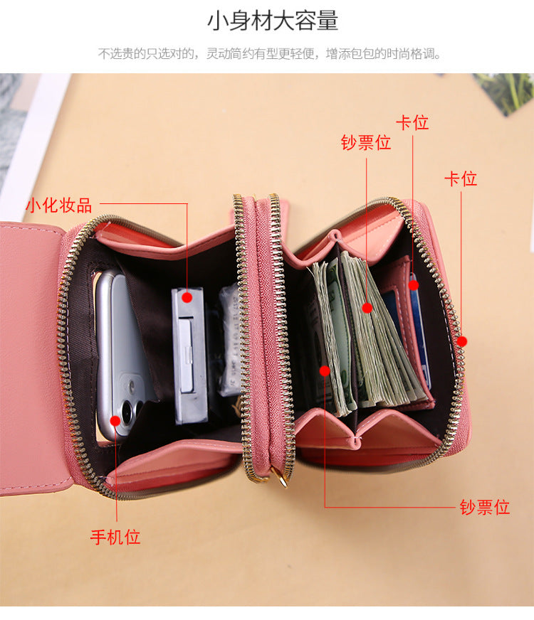 Touch screen mobile phone bag female small messenger cute small bag for mobile phone fashion key coin purse vertical