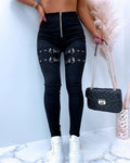 Spot foreign trade 2021 Europe and the United States new black slim trousers