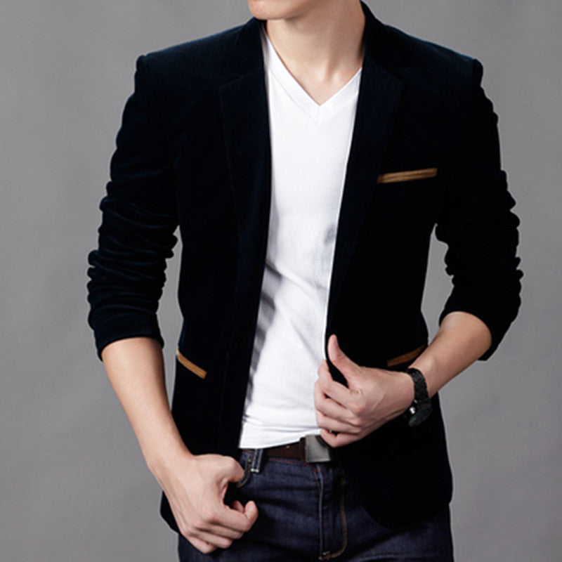 New Korean business casual suit for autumn and winter men's youth fashion slim corduroy suit small suit