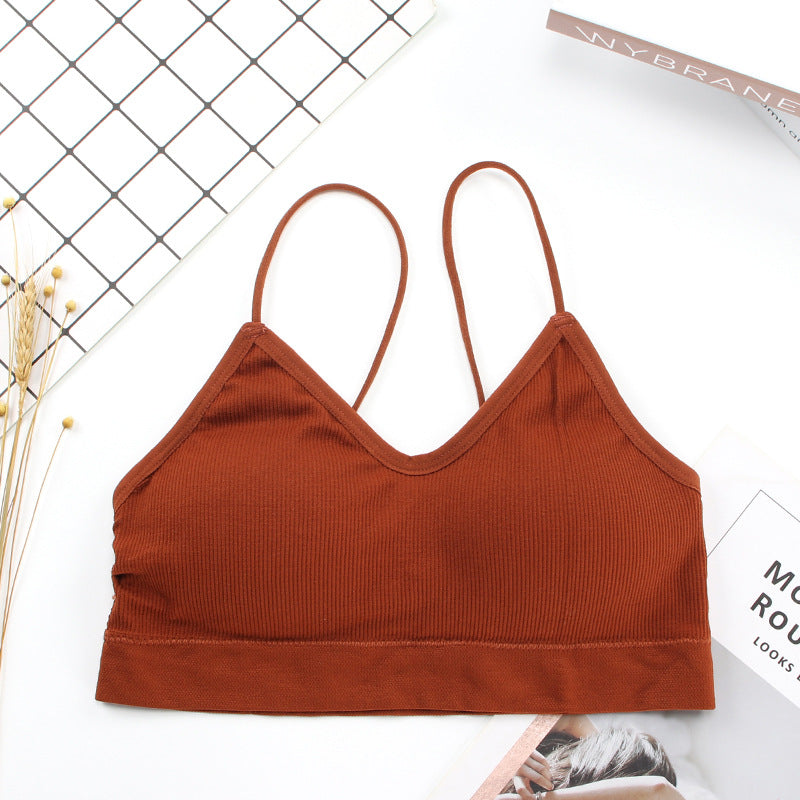 New seamless anti-glare tube top with chest pad threaded camisole beauty back wrap chest one piece bra underwear women