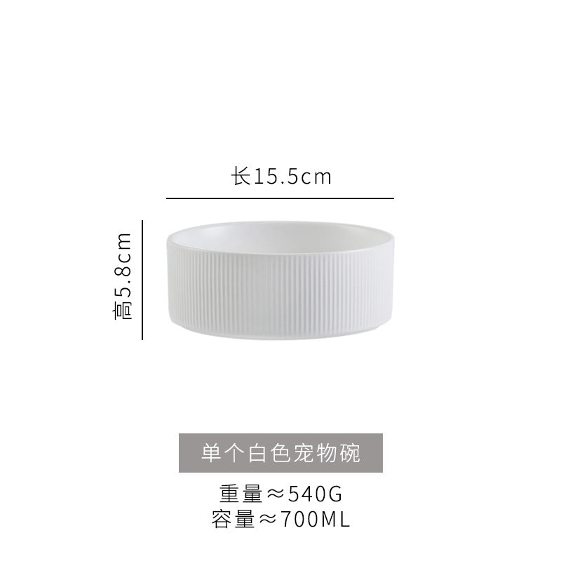 Ceramic pet bowl, simple cat and dog integrated wooden frame, double bowl, cat food bowl, anti-knock drinking bowl, cross-border wholesale