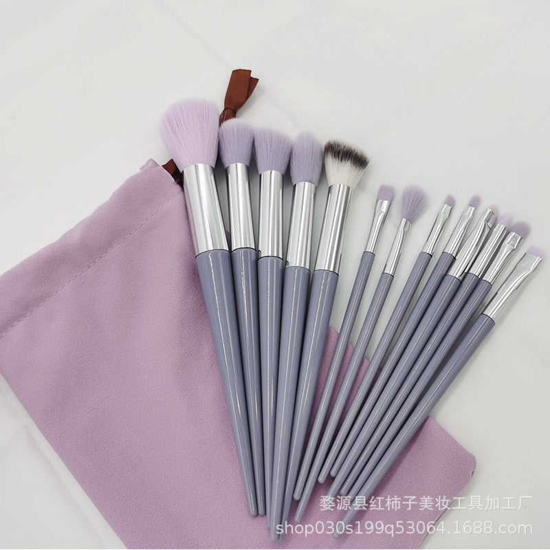 Beauty four seasons green makeup brush set bristles soft 13 blush eye shadow concealer foundation loose powder highlight brush