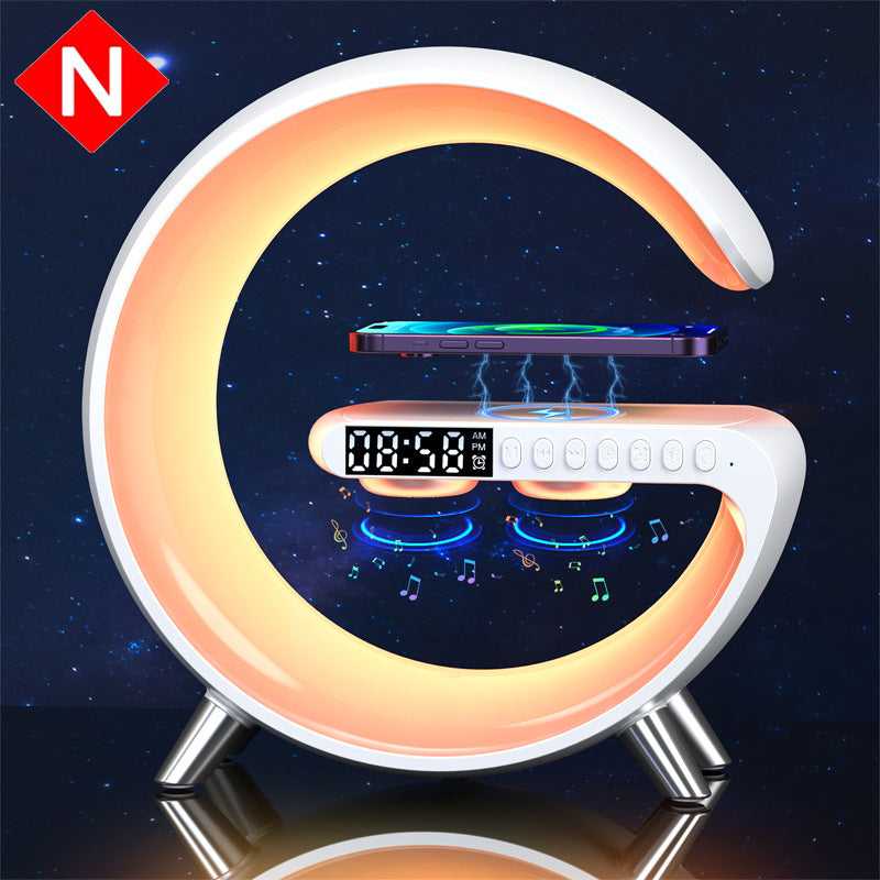 Big G light bluetooth speaker automatic atmosphere light wireless charging connection music timing alarm clock small night light small G sound