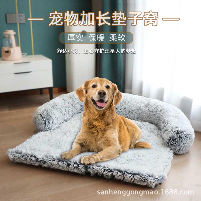 Plush dog kennel cat kennel pet sofa bed large medium and small kennel sofa cushion dog bed kennel plush blanket