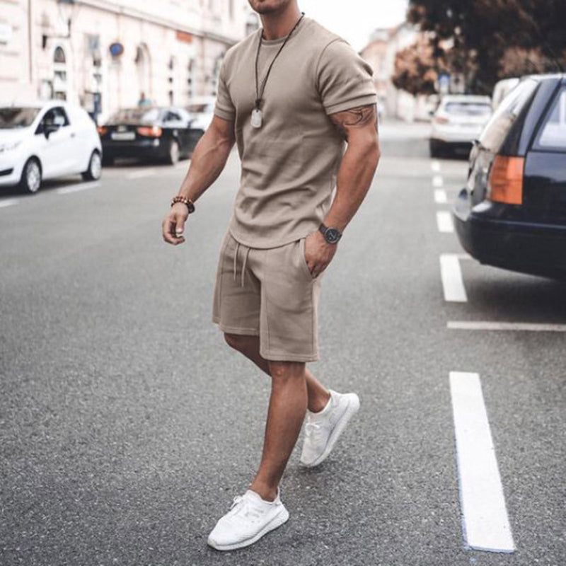 2021 new Amazon ebay hot style men's summer short-sleeved shorts suit sports casual suit men's