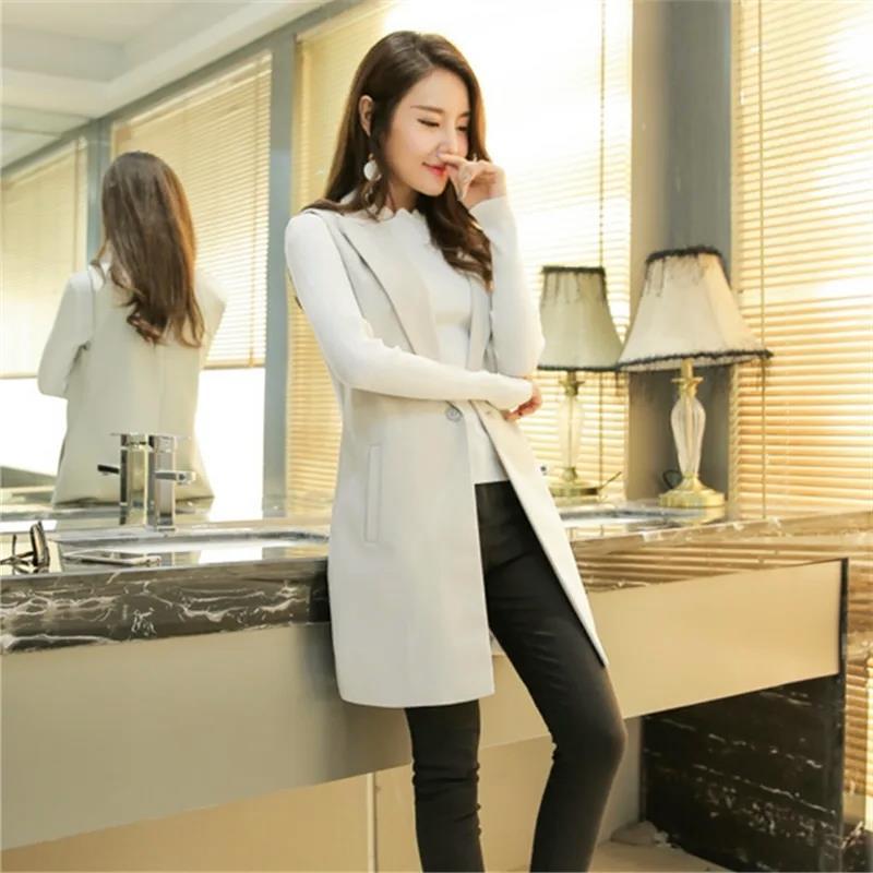 2023 Spring and Autumn Fashion Women's Vest Mid-Length Suit Vest Slim Fit Korean Style Sleeveless Waistcoat