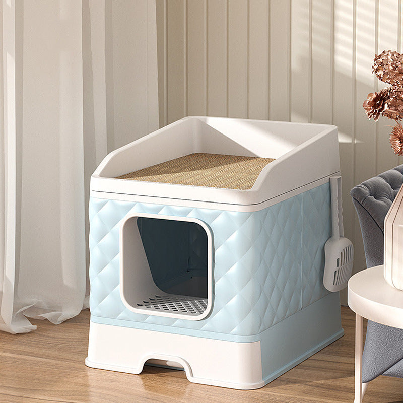 Pet cat litter box extra large fully enclosed foldable anti-splash cat toilet dog cleaning cat supplies wholesale