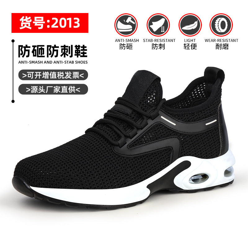 Men's anti-smash and anti-puncture safety shoes European standard air cushion lightweight and comfortable safety protection work shoes