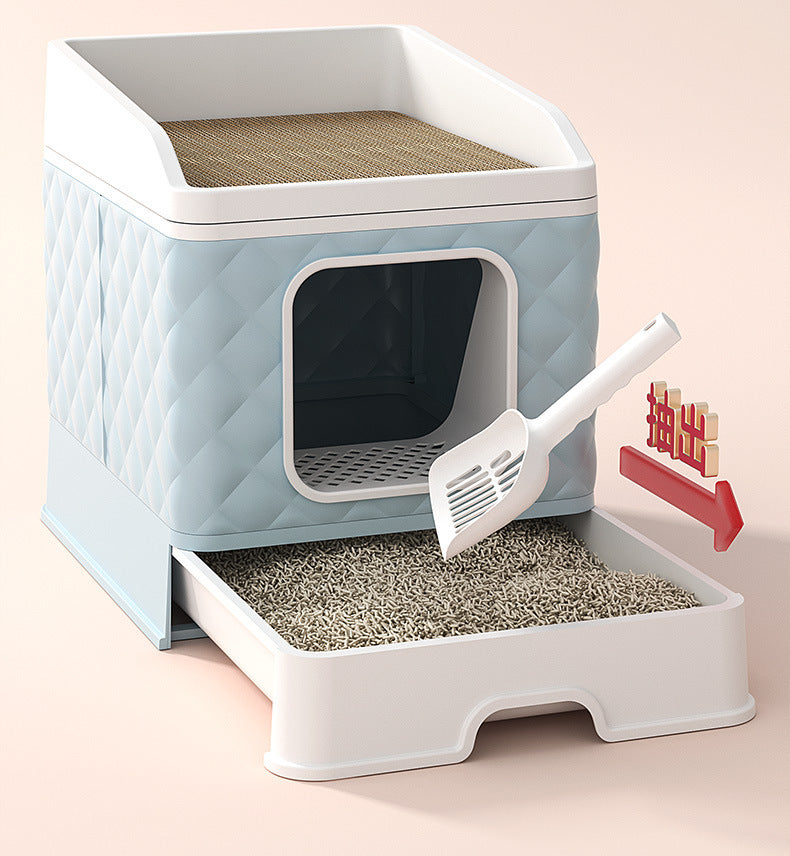 Pet cat litter box extra large fully enclosed foldable anti-splash cat toilet dog cleaning cat supplies wholesale