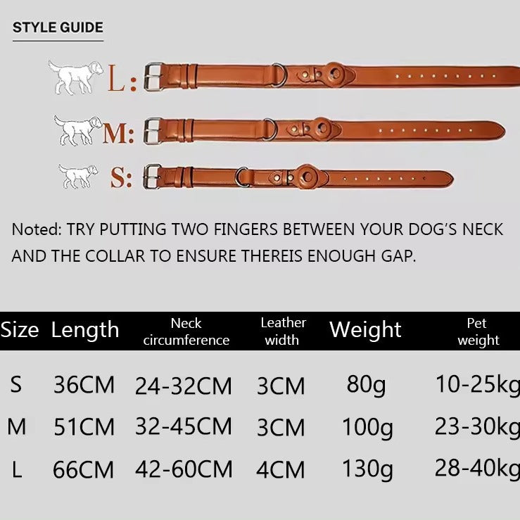 Cross-border pet dog special AirTag leather protective cover collar Apple positioning anti-lost collar wholesale
