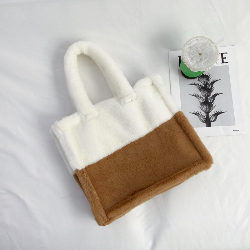2021 winter bag new fashion hand-carrying plush bag casual one-shoulder hand-held oblique cross armpit hairy women's bag
