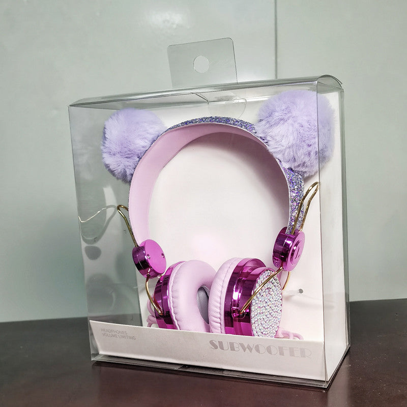 Headset children's headset wired wireless bluetooth tablet phone computer with heavy bass unicorn cartoon headset