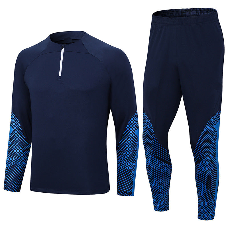 Half zipper long sleeve trousers suit training suit club basic football uniform jersey long zipper logo foreign trade