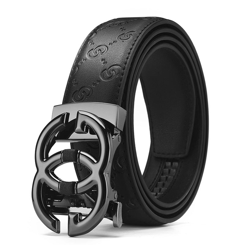 Men's alloy automatic buckle belt business casual fashion GG genuine leather outerwear belt Paul live broadcast