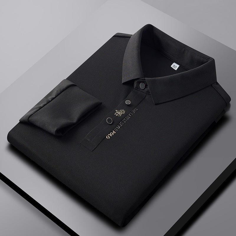 2023 new summer style men's young and middle-aged lapel seamless breathable fashionable short-sleeved T-shirt POLO shirt