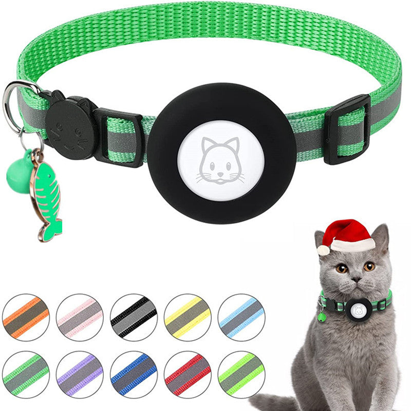 Suitable for Apple Airtag tracker protective case pet reflective belt bell fish bone pendant collar cat collar