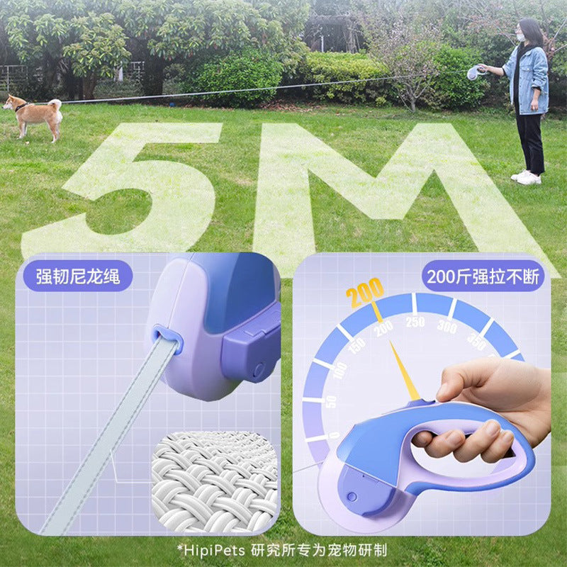 Dog retractable luminous automatic leash small and medium-sized dog walking rope dog chain Teddy outing pet supplies
