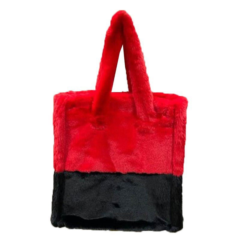 2021 winter bag new fashion hand-carrying plush bag casual one-shoulder hand-held oblique cross armpit hairy women's bag