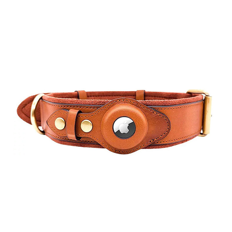 Cross-border pet dog special AirTag leather protective cover collar Apple positioning anti-lost collar wholesale