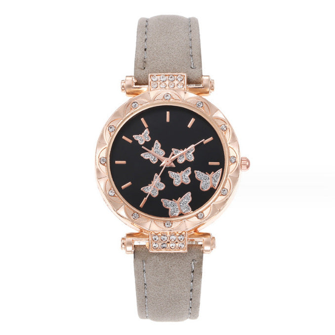 New Douyin popular women's watch, fashionable and personalized simple watch, butterfly digital belt watch wholesale