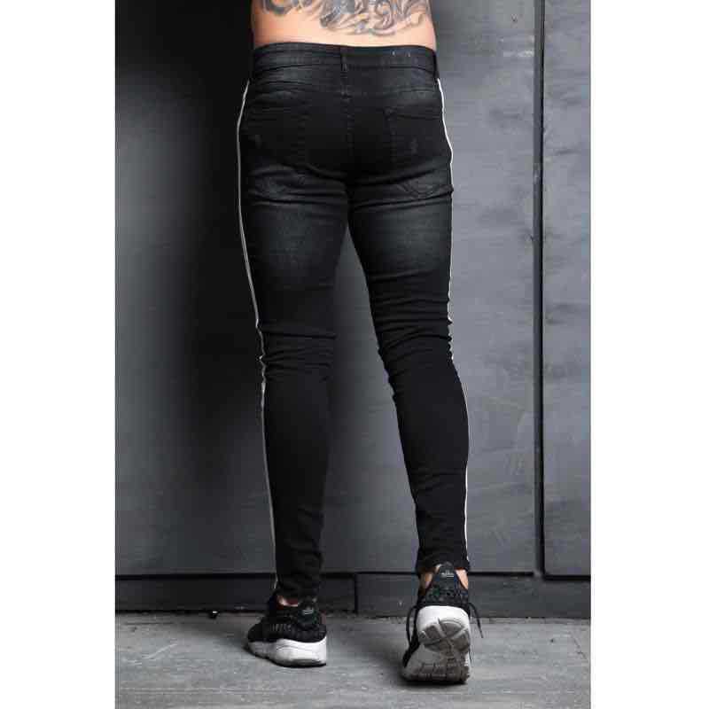European and American fashion small-footed jeans men wish new trendy knee-holes explosive denim small-footed pants
