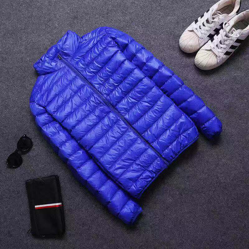 Foreign trade men's light down padded jacket men's winter Korean version slim hooded stand-up collar solid color warm padded jacket men