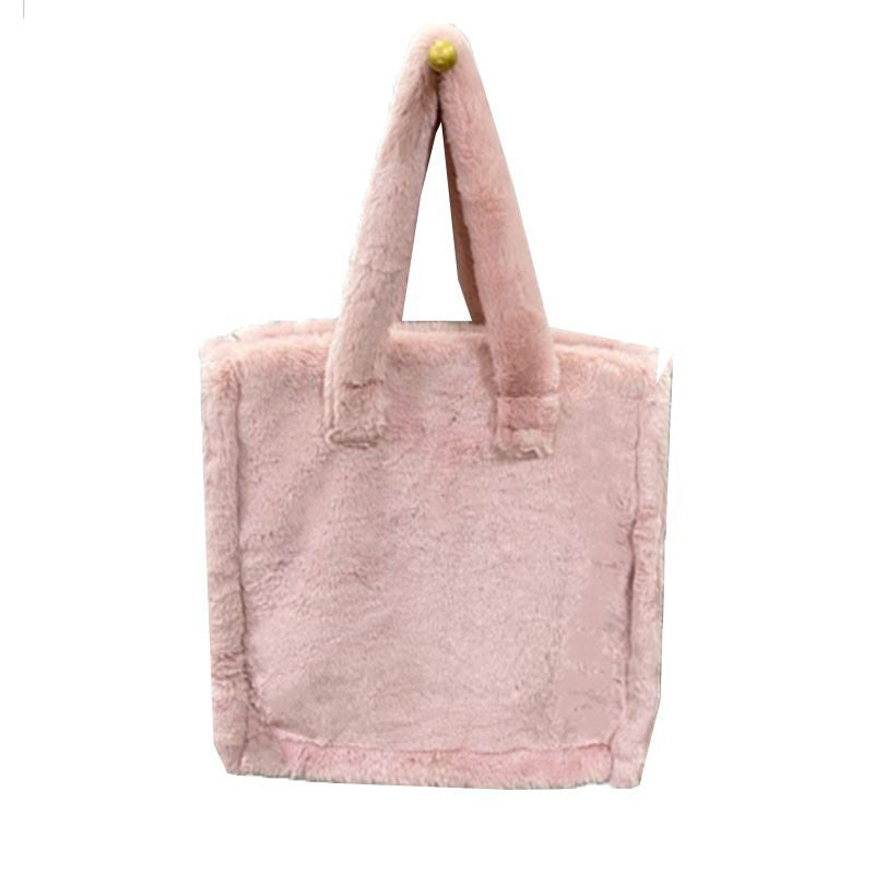 2021 winter bag new fashion hand-carrying plush bag casual one-shoulder hand-held oblique cross armpit hairy women's bag