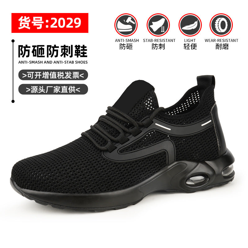 Men's anti-smash and anti-puncture safety shoes European standard air cushion lightweight and comfortable safety protection work shoes