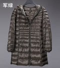 Cross-border women's clothing autumn and winter hooded down jackets plus size light and thin slim-fit mid-length women's jacket S-7XL