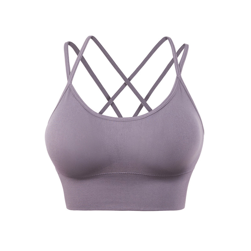 Thin strap cross back sports bra for women shock-proof quick-drying running yoga sports bra without rims large size bra