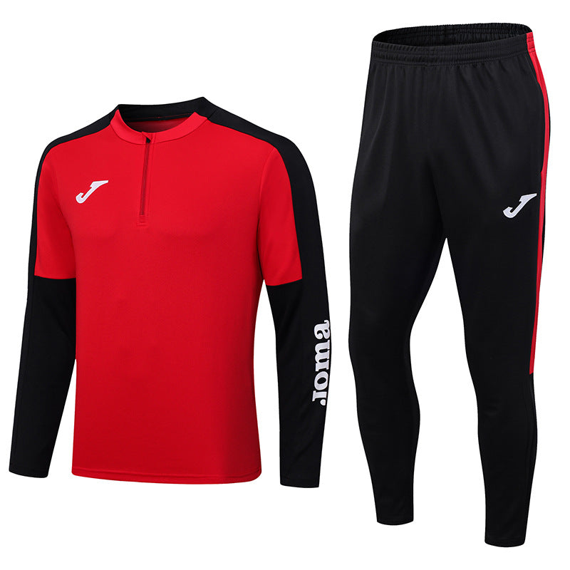 Half zipper long sleeve trousers suit training suit club basic football uniform jersey long zipper logo foreign trade