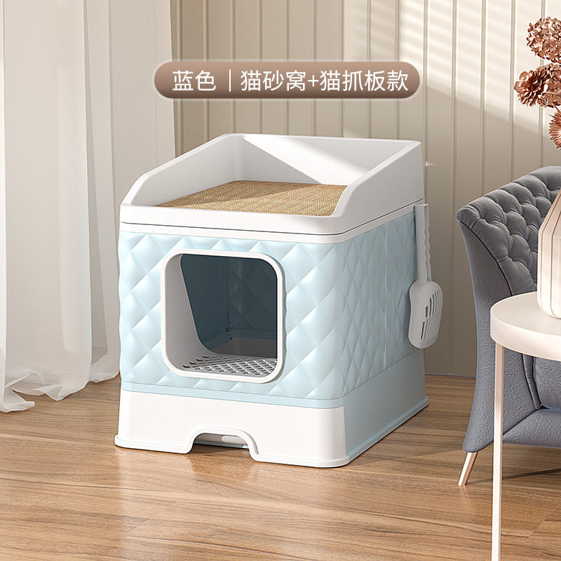 Pet cat litter box extra large fully enclosed foldable anti-splash cat toilet dog cleaning cat supplies wholesale